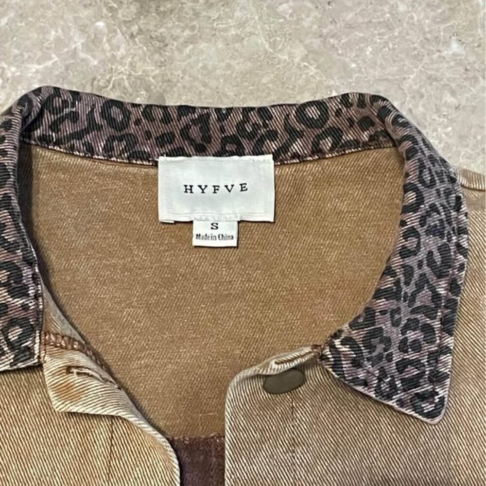 Hyfve Boutique Denim Patchwork Jacket. Cheetah/Le… - image 3